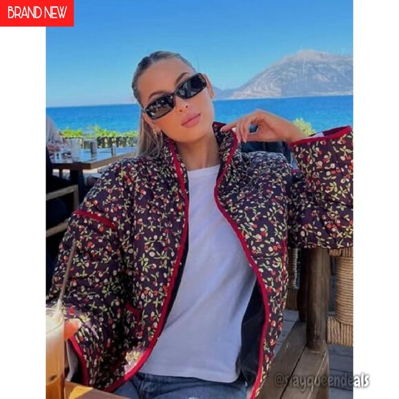 Women's Cropped Quilted Jacket Open Front Lightweight Puffer Coat - Picture 3 of 8